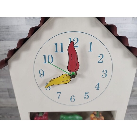 Vintage Kitchen Pepper Shelf Clock 16" Barn Farmhouse Decor Wall Or Countertop - Picture 4 of 11